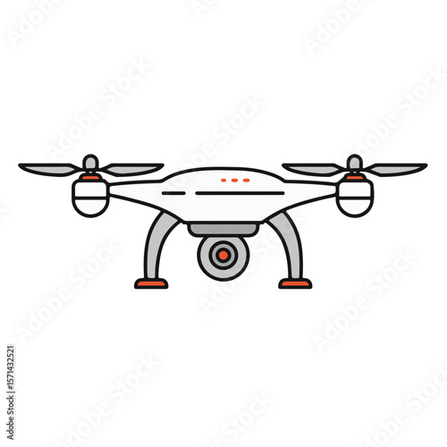 Drone photography equipment with propellers and camera.