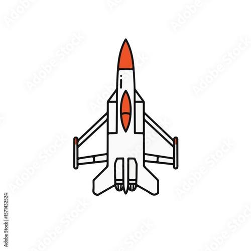 A stylish vector illustration of a fighter jet with a clean line art style.