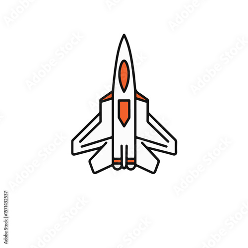 A stylized illustration of a jet fighter.