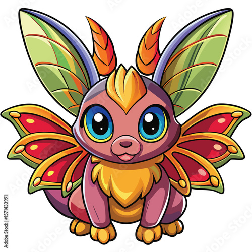 Whimsical bunny dragon hybrid creature illustration for fantasy designs