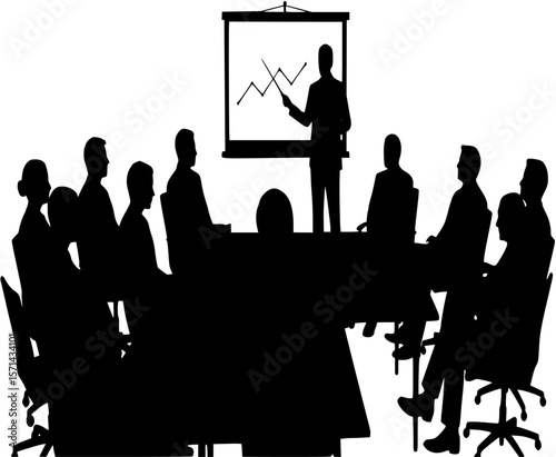 Silhouette of Business Presentation in Meeting Room
