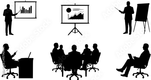 Silhouette of Business Presentation in Meeting Room
