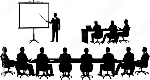 Silhouette of Business Presentation in Meeting Room
