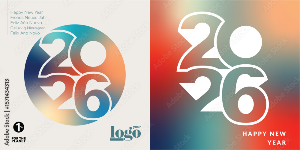 Ταπετσαρία 2026 logo and premium wish card colorful style. Happy new Year.