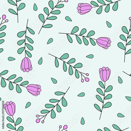 Botanic Breeze Pastel Floral Seamless Design