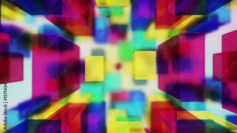 Vibrant rectangular block shape background.
3D continuous seamless footage