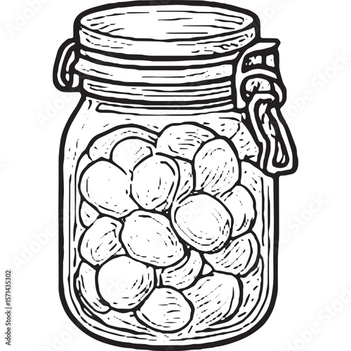 Hand-Drawn Preserved Jar Sketch for Kitchen
