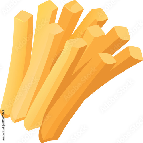 A perfectly golden brown french fry, slightly salted, perfect for delicious food.