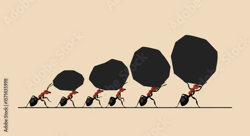 Ants Carrying Heavy Stones
