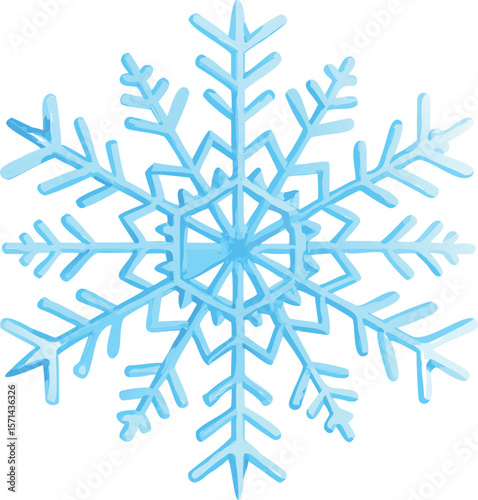 A realistic, detailed snowflake, subtly intricate, perfect for winter and natural beauty.