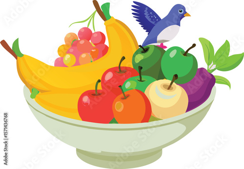 A vibrant, realistic fruit bowl filled with a colorful assortment, perfect for healthy eating.