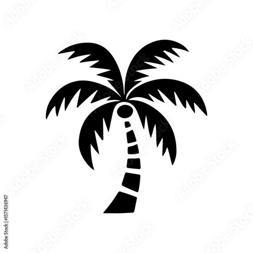 Black Silhouette of Tropical Palm Tree – Isolated Vector Illustration