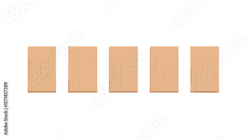 Five blank wooden blocks on a clean white background. Minimalist, template, copy space concept.
