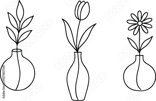 A beautiful vector illustration of a floral bouquet in a glass vase, showcasing the delicate beauty of nature's blossoms