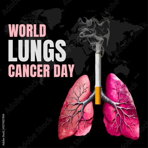 World lungs cancer day, lungs with cigarette, vector illustration