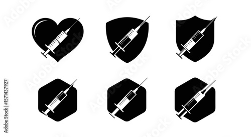 Vaccination and Protection: A modern representation of the life-saving power of vaccination, showing syringe and shield together to symbolize health and immunity.