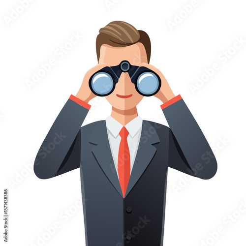 Man Looking Through Binoculars Icon Isolated on a Transparent Background 