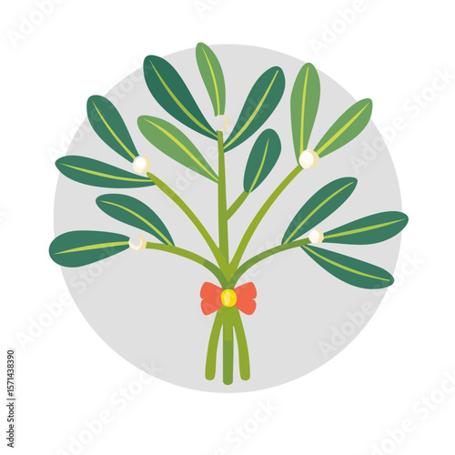 Sprig of Christmas Mistole Icon Isolated on a Transparent Background