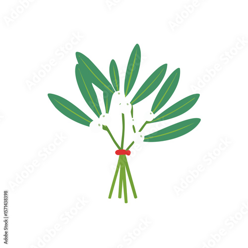 Sprig of Christmas Mistole Icon Isolated on a Transparent Background