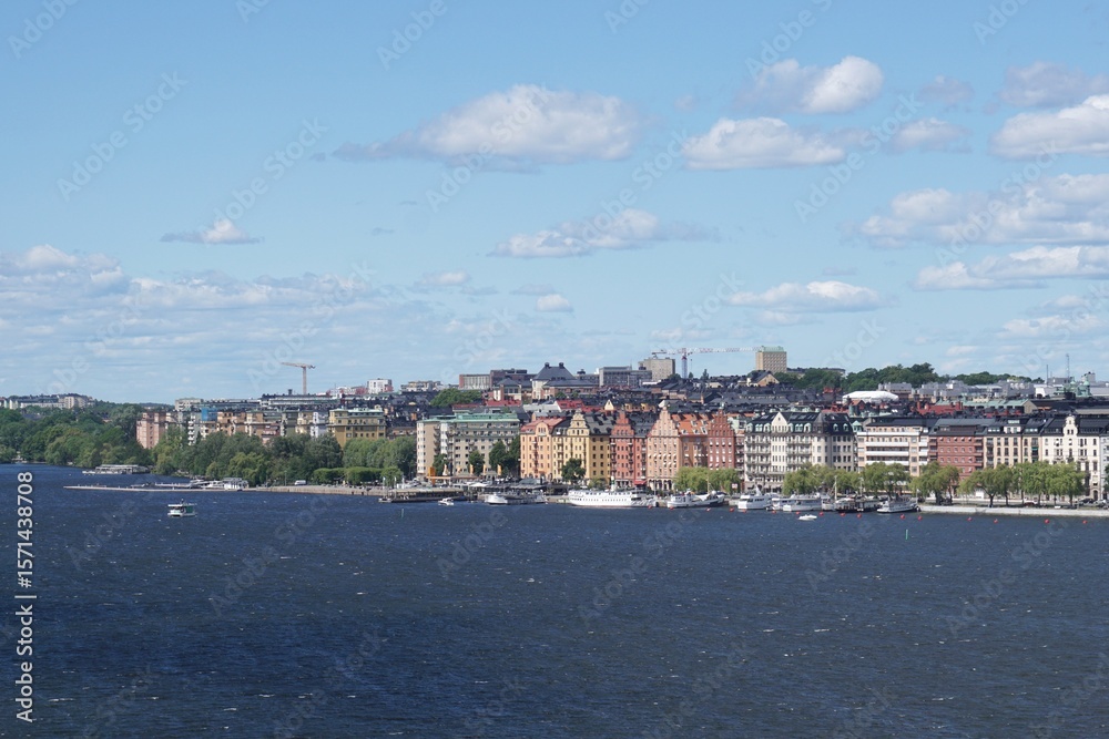 Fototapeta premium panorama of stockholm kungsholmen proeprty and real estate area by the lake