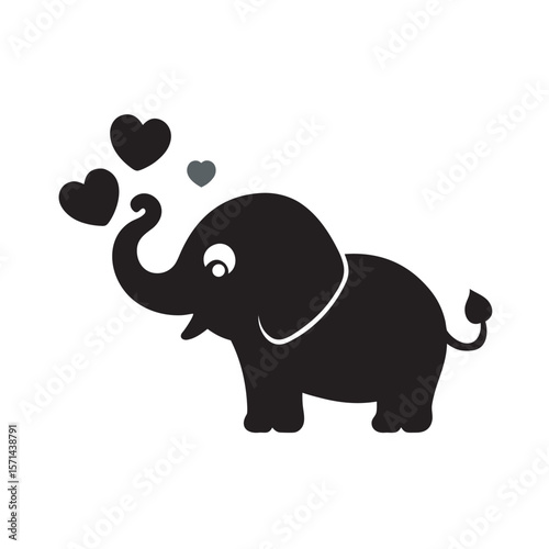Elephant Silhouette Blowing Heart Shapes