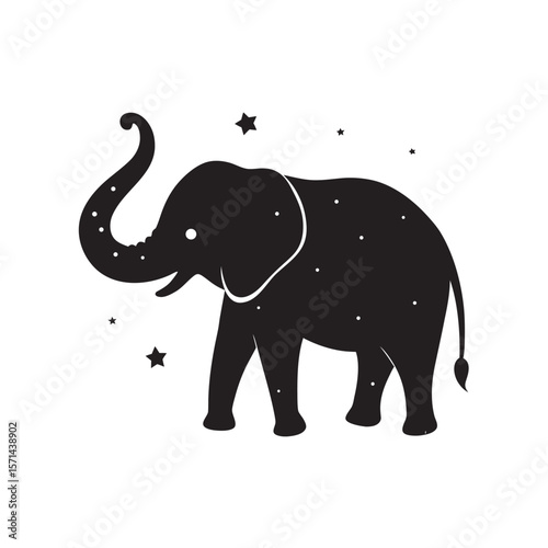 Night Starry Elephant Silhouette Artwork