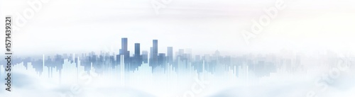 Business background. Real Estate Development and Investing. Financial Chart Indicators and Stock Market Graphs Overlaying City Skyscrapers. Double Exposure Perspective Banner. Cityscape and chart