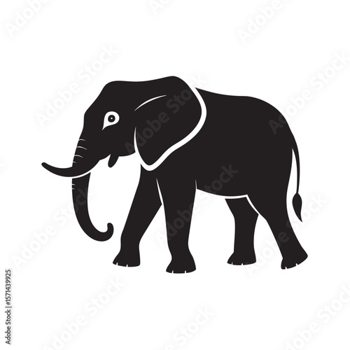 Elephant Walking With Raised Trunk