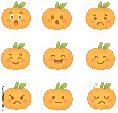 Pumpkin Emotions – Pastel Halloween Mood Tracker Icons Set (9 PNG)