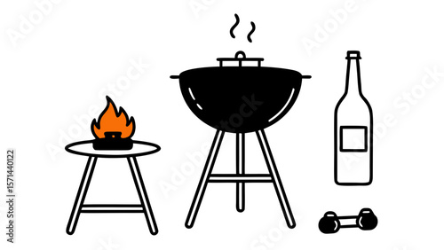 Summer BBQ Grill Party Essentials Illustration