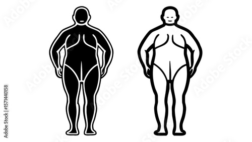 Before and After Weight Loss Illustration Black and White