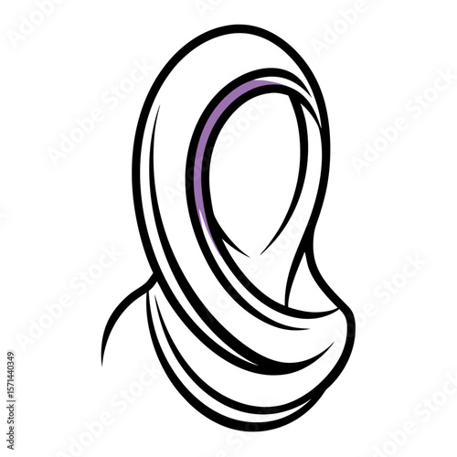 Woman Wearing a Simple White Niqab Headscarf Illustration