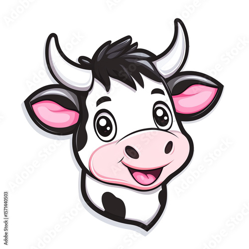 Wallpaper Mural Adorable Cartoon Cow Head, Happy Farm Animal Illustration, Cute Black and Pink Cow Face, Vector Graphic for Children's Products, Branding, and Designs Torontodigital.ca