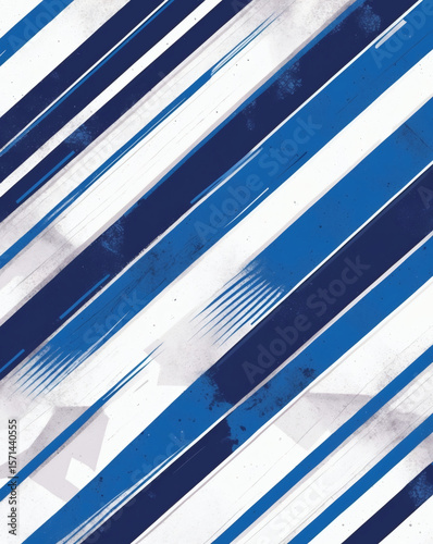 Dynamic blue and white diagonal stripes create a modern abstract design with energetic movement and vibrant contrast