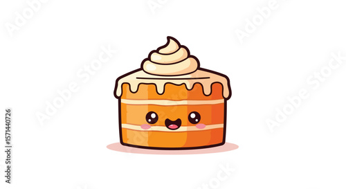 Adorable Cartoon Cake Sweet Dessert Illustration