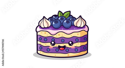 Adorable Blueberry Cake Sweet, Cute, and Delicious Pastry