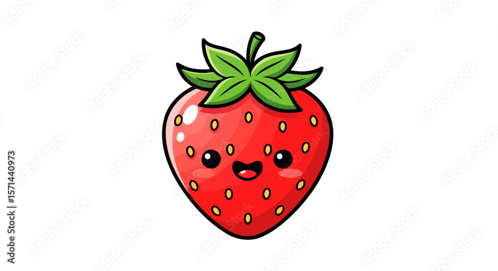 Fototapeta premium Adorable Cartoon Strawberry A Sweet and Cheerful Fruit Illustration