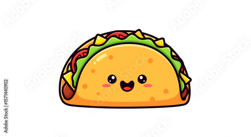 Cute Cartoon Taco Character Illustration