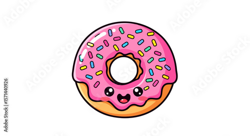 Pink Glazed Donut with Sprinkles A Cute and Delicious Treat