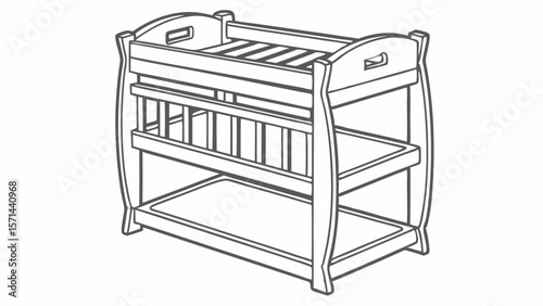 Vector illustration of a classic baby changing table for nursery design and childcare products copy space