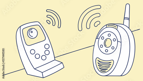 Vector illustration of baby monitors for parenting, childcare, and home safety products copy space