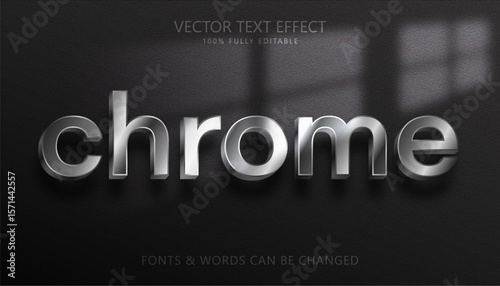 Silver chrome editable text effect