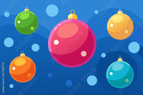 Christmas Ornaments Floating In Translucent Liquid