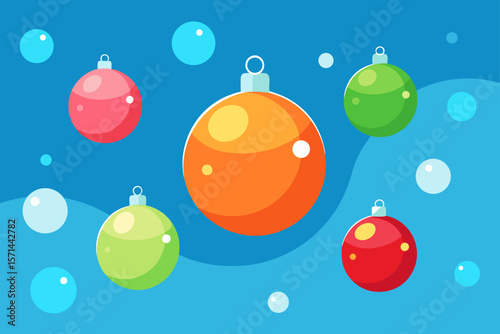 Christmas Ornaments Floating In Translucent Liquid