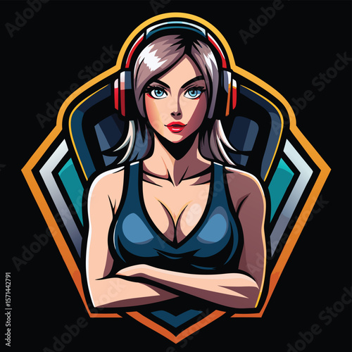 Confident female gamer in stylish attire