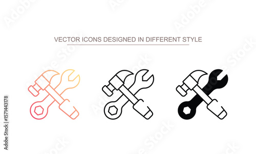 Construction Tools icon design with white background stock illustration