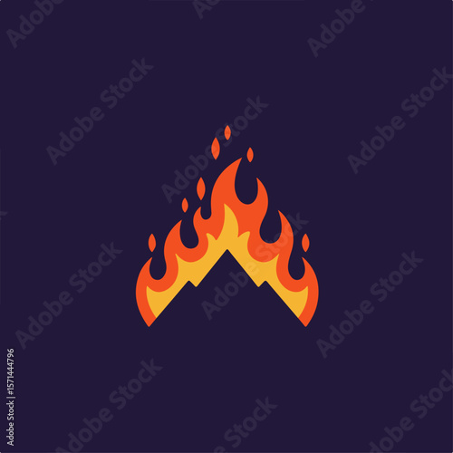 Fiery peak logo showing abstract mountain with stylized flames as design element. This fiery peak image combines nature's majesty with dynamic fire energy, creating a striking symbol.