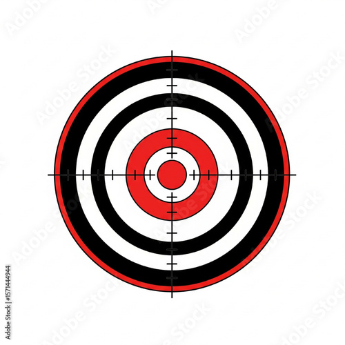 A circular target with concentric rings, crosshairs, and a bullseye.