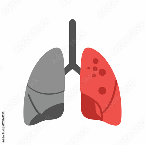 Illustration of damaged lungs, graphic effects showing smoking's effects on respiratory health and lung illustration for health awareness.