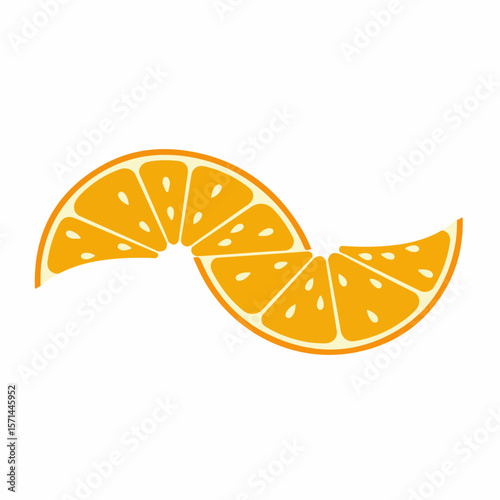 Sliced orange with citrus fruit on white background, a refreshing visual effect. Sliced orange is arranged creatively, showcasing fruit's vibrant color and juicy texture, perfect for culinary visuals.